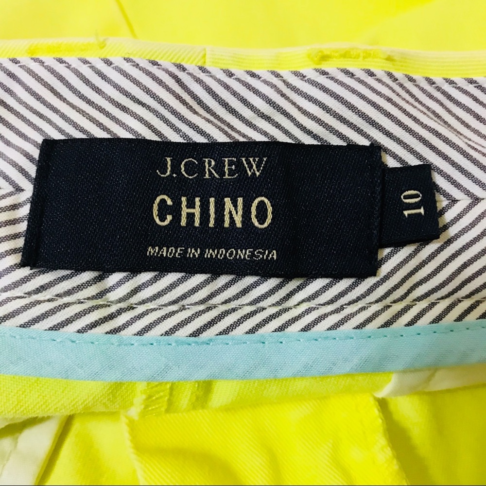 J.Crew Shorts Size 10 Neon Yellow Chino Short Belt - Picture 3 of 4